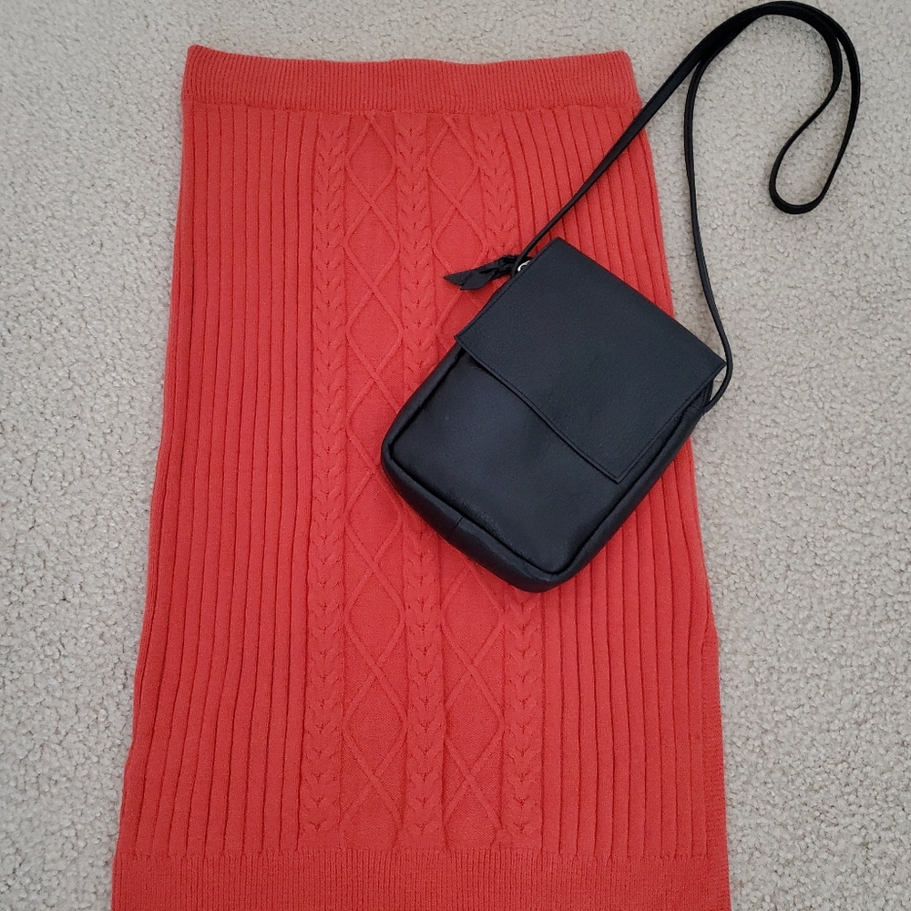 NEW Marc New York Rust Orange Cable Knit Stretch Pencil Skirt Women Size M